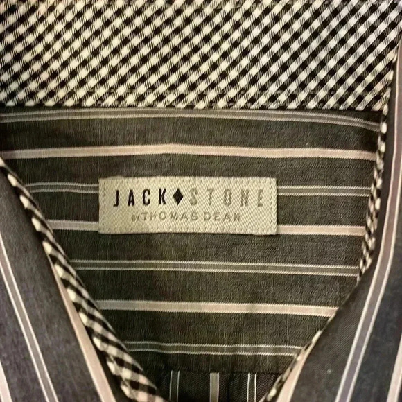 Jack Stone by Thomas Dean Men’s XL Button Down Gray & White Shirt - Picture 2 of 8